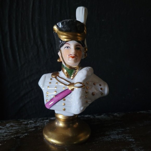 Vintage Limoges Hussar French Army Napoleonic Bust Small, Military Bust